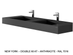Plan double vasque bassin Design 60 cm, sur mesure, L. 160 à 200 cm x P. 40 à 60 cm, résine minérale ACRYSTONE® SOLID-SURFACE Finition lisse, Livraison Offerte et Rapide.